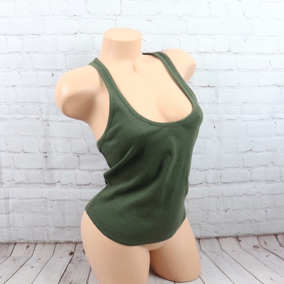 VS PINK logo racerback Lounge Tank Top olive - Picture 4 of 8